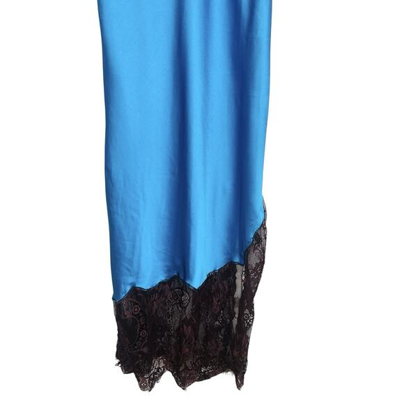 Y2k Fairy Silky Lace Slip Dress Midi Slit Women Size 4 Romantic Sultry Goth Glam - Picture 5 of 13